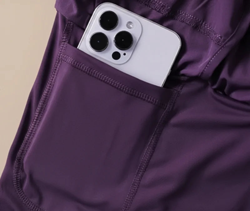  Comprar shorts saia feminino 2 em 1 com bolso cintura alta respirável para academia fitness e corrida barato ANELLIMN