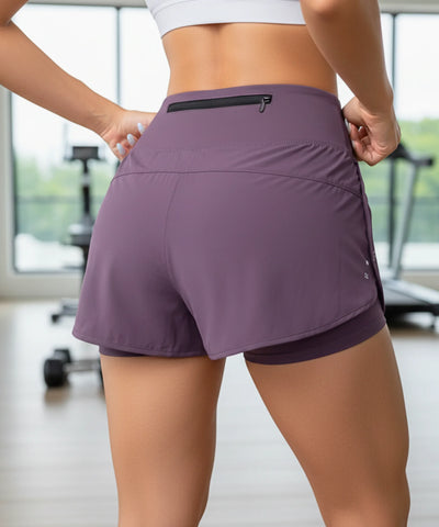  Comprar shorts saia feminino 2 em 1 com bolso cintura alta respirável para academia fitness e corrida barato ANELLIMN