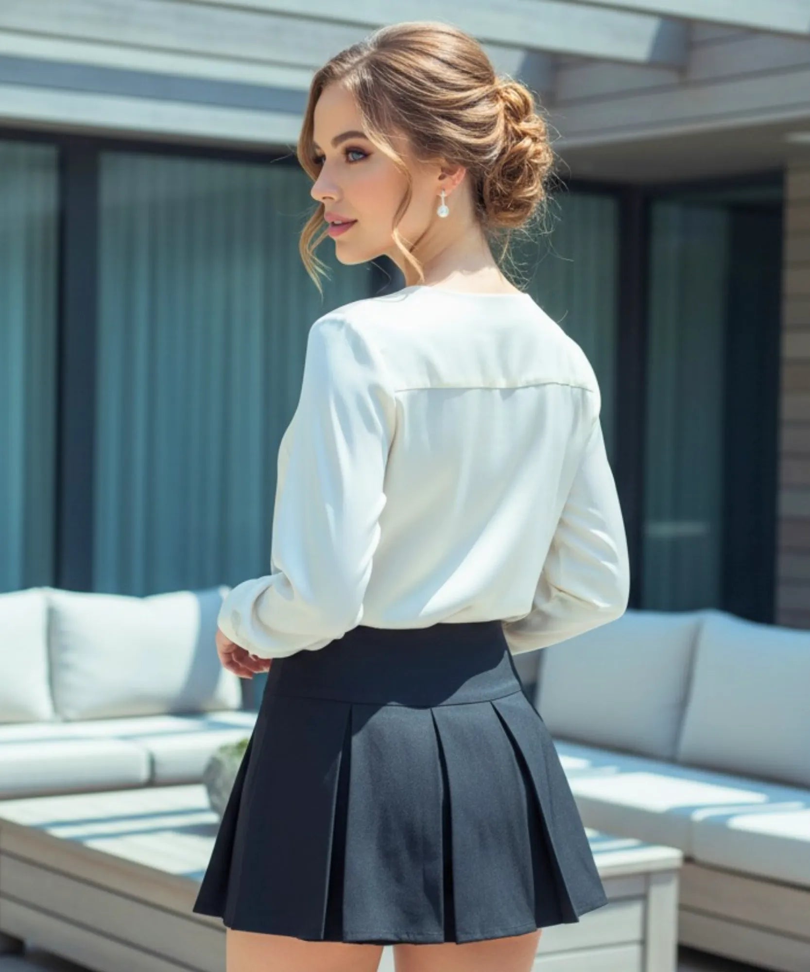 Comprar shorts saia feminino alfaiataria cintura alta com forro interno para academia trabalho casual barato promoção ZARA

