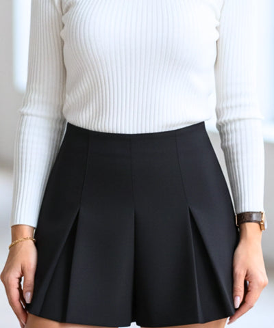 Shorts Saia Feminino Alfaiataria Elegante com Pregas | Eloa