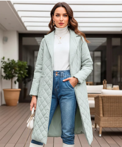 Comprar sobretudo feminino de algodão matelassado com cinto e gola alfaiatada para looks sofisticados de inverno barato ZARA
