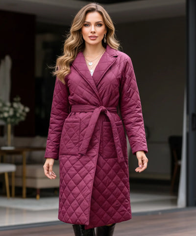 Comprar sobretudo feminino de algodão matelassado com cinto e gola alfaiatada para looks sofisticados de inverno barato ZARA