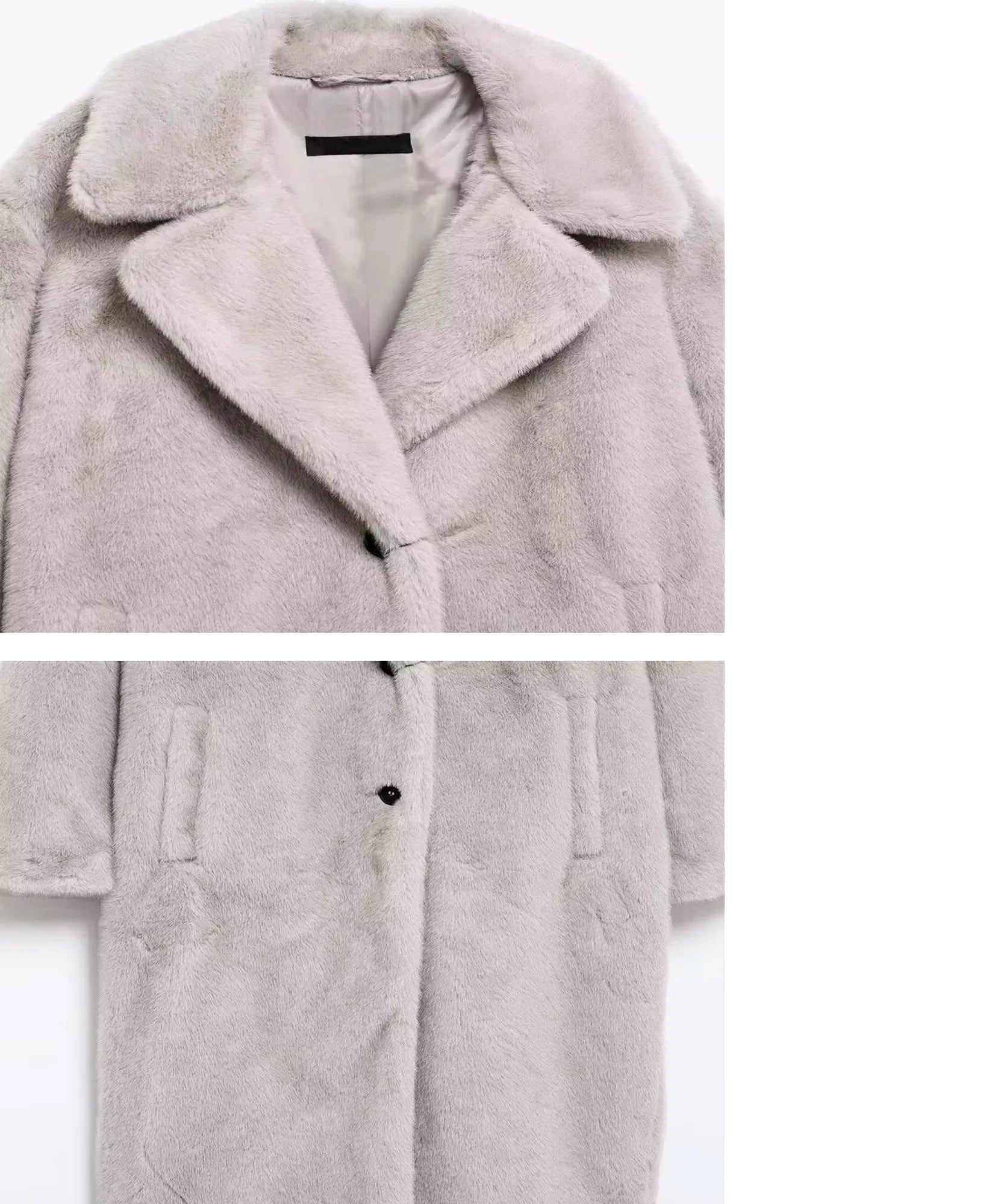 Comprar sobretudo feminino longo peluciado elegante para inverno intenso com caimento confortável e toque luxuoso em oferta exclusiva barato ANELLIMN