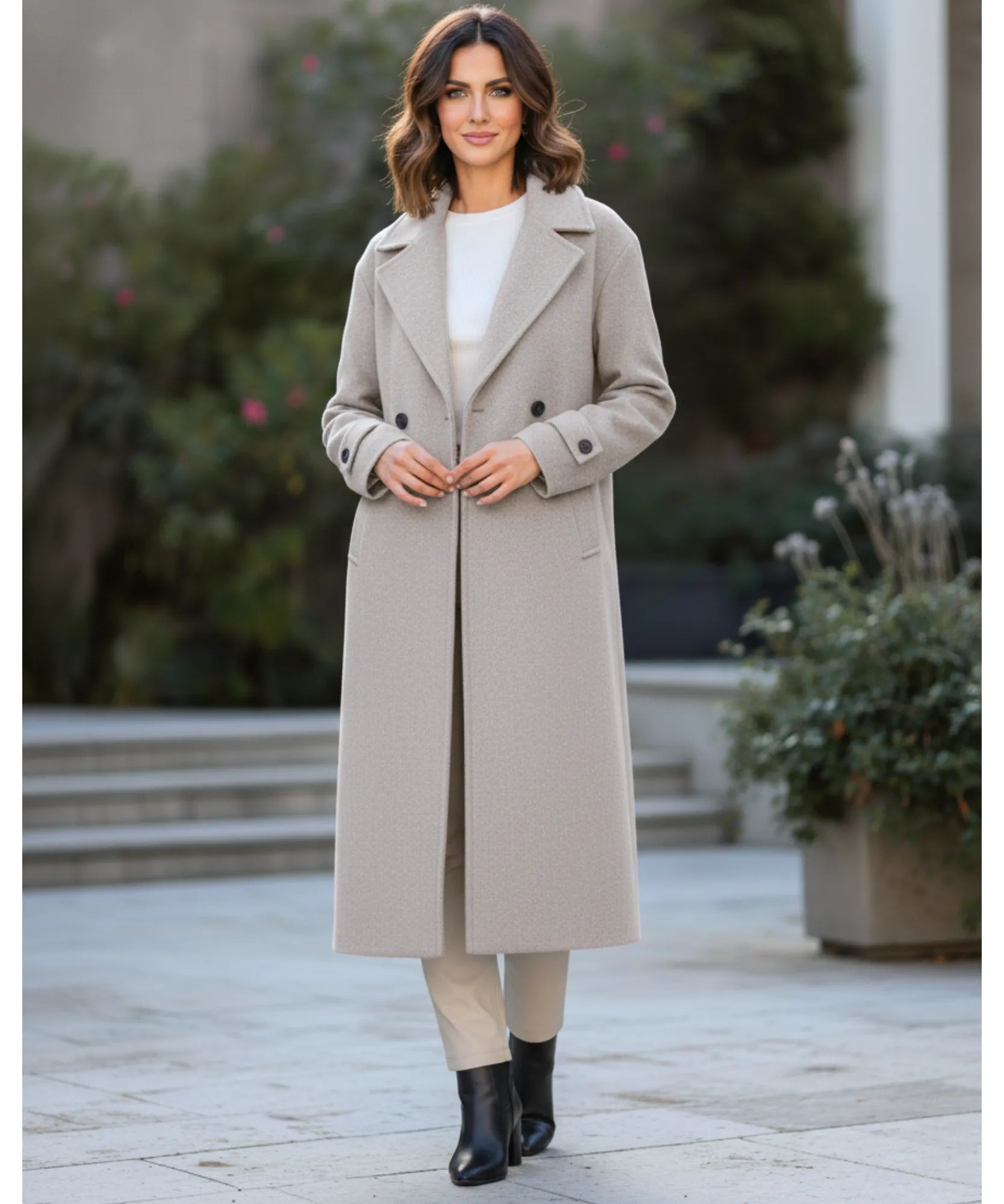 Comprar sobretudo feminino de lã batida com forro elegante corte reto para inverno urbano barato ZARA
