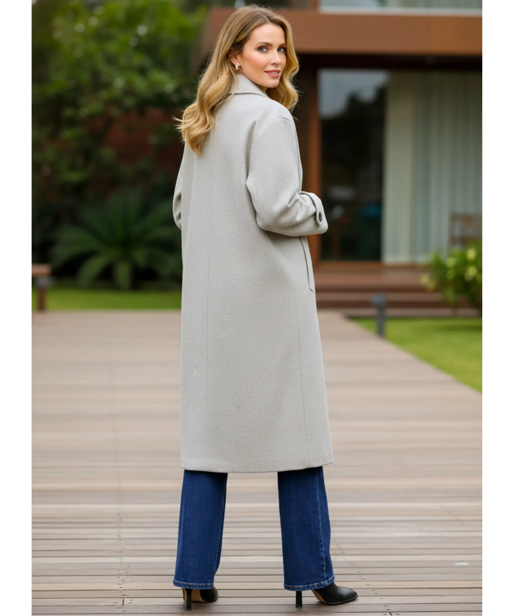 Comprar sobretudo feminino de lã batida com forro elegante corte reto para inverno urbano barato ZARA