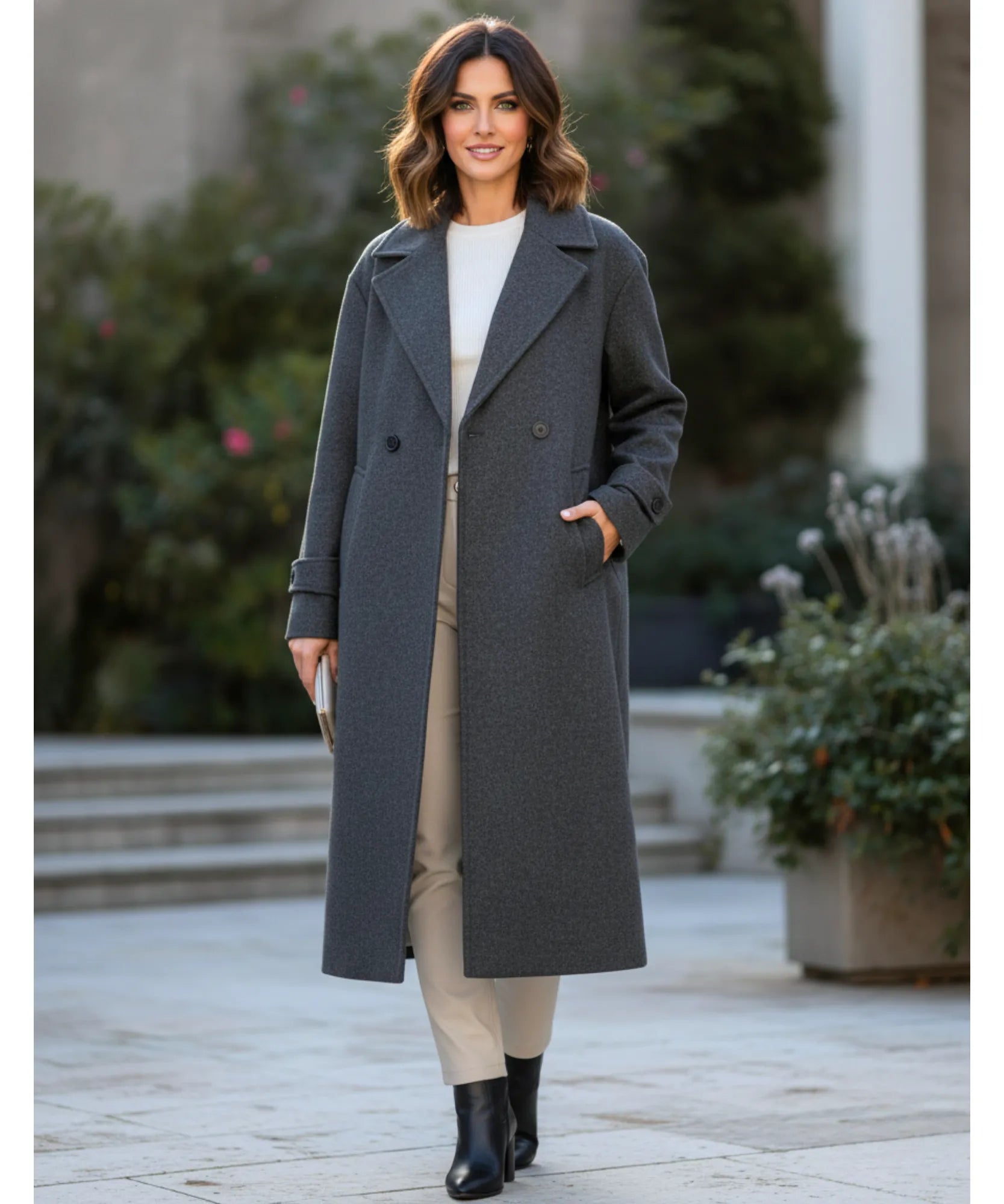 Comprar sobretudo feminino de lã batida com forro elegante corte reto para inverno urbano barato ZARA
