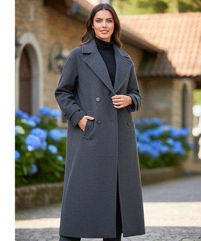 Comprar sobretudo feminino de lã batida cinza com forro elegante corte reto para inverno urbano barato ZARA
