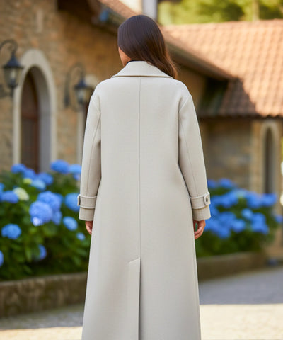 Comprar sobretudo feminino de lã batida bege  com forro elegante corte reto para inverno urbano barato ZARA
