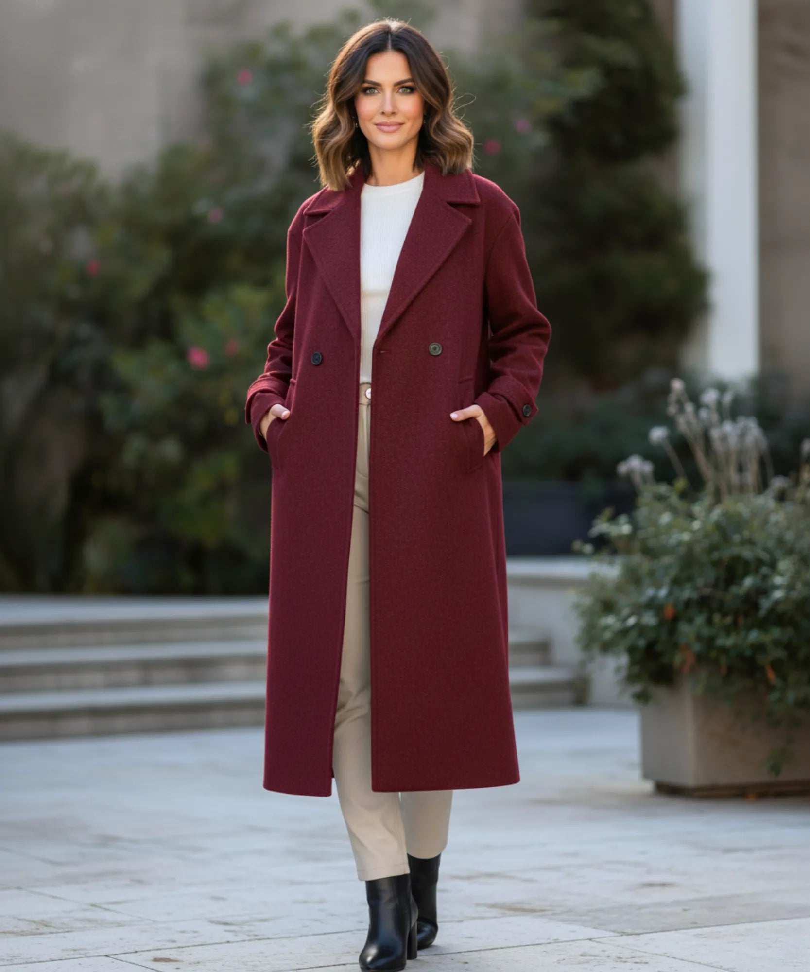 Comprar sobretudo feminino de lã batida com forro elegante corte reto para inverno urbano barato ZARA