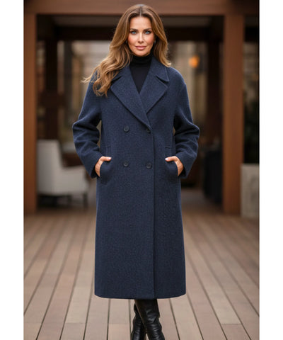 Comprar sobretudo feminino longo de lã batida com corte reto, botões duplos e caimento elegante para inverno urbano com estilo europeu barato ZARA