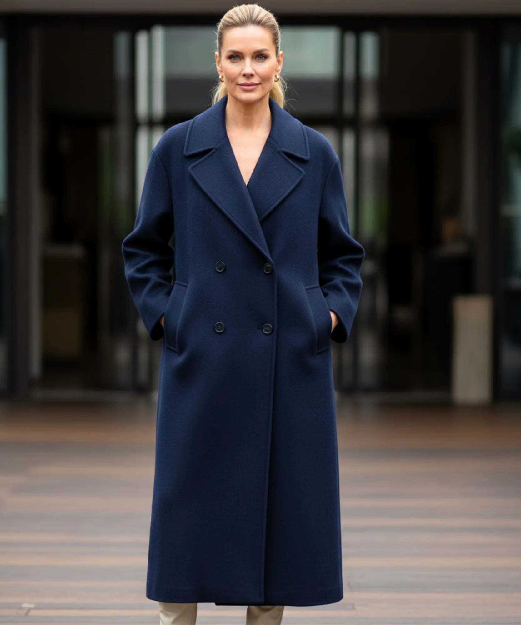 Comprar sobretudo feminino longo de lã batida com corte reto, botões duplos e caimento elegante para inverno urbano com estilo europeu barato ZARA