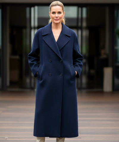 Comprar sobretudo feminino longo de lã batida com corte reto, botões duplos e caimento elegante para inverno urbano com estilo europeu barato ZARA