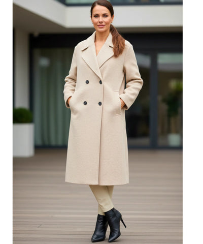 Comprar sobretudo feminino longo de lã batida com corte reto, botões duplos e caimento elegante para inverno urbano com estilo europeu barato ZARA