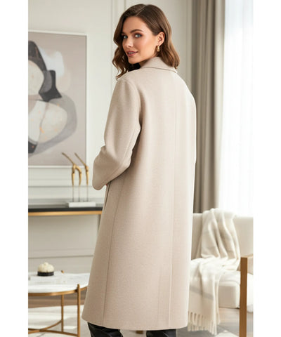 Comprar sobretudo feminino longo de lã batida cinza com corte reto, botões duplos e caimento elegante para inverno urbano com estilo europeu barato ZARA