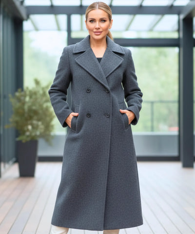 Comprar sobretudo feminino longo de lã batida com corte reto, botões duplos e caimento elegante para inverno urbano com estilo europeu barato ZARA