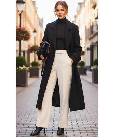 Sobretudo Feminino de Lã Batida com Corte Elegante | Lakarta