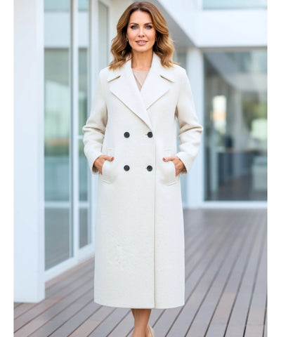 Comprar sobretudo feminino longo de lã batida com corte reto, botões duplos e caimento elegante para inverno urbano com estilo europeu barato ZARA