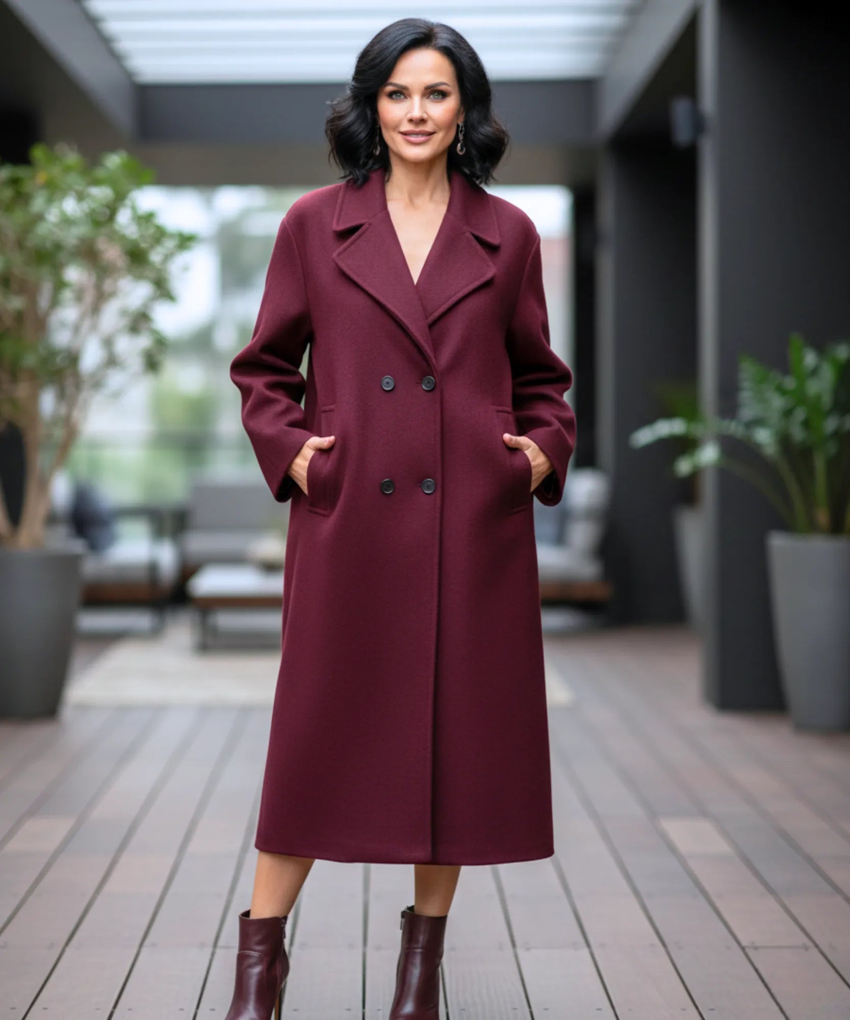 Comprar sobretudo feminino longo de lã batida com corte reto, botões duplos e caimento elegante para inverno urbano com estilo europeu barato ZARA