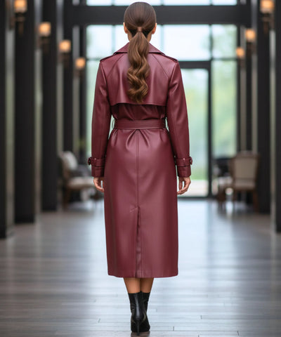 Comprar sobretudo feminino longo em couro sintético com cinto ajustável, brilho elegante e caimento reto para looks urbanos no inverno ZARA