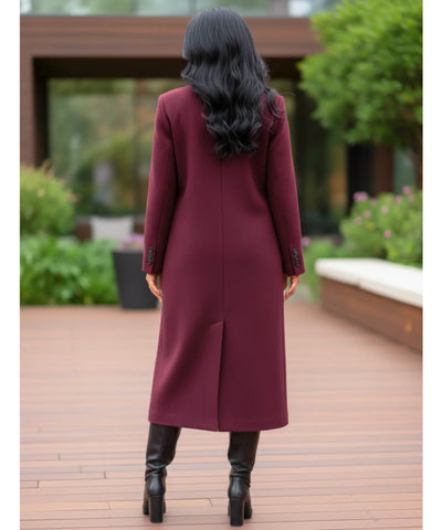Comprar sobretudo feminino longo de lã batida com corte estruturado e botões duplos elegante para inverno sofisticado em promoção ANELLIMN