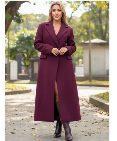 Sobretudo Feminino Longo de Lã Batida com Corte Clássico | Emma