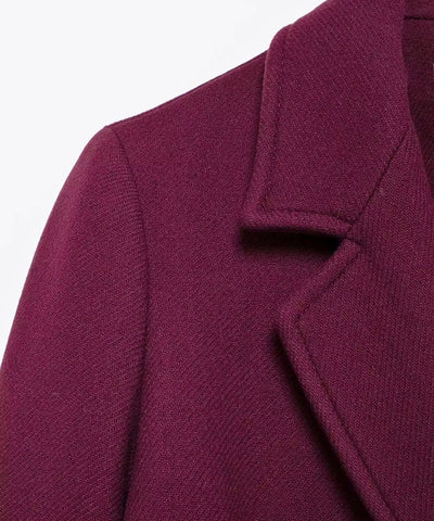 Comprar sobretudo feminino longo de lã batida com corte estruturado e botões duplos elegante para inverno sofisticado em promoção ANELLIMN