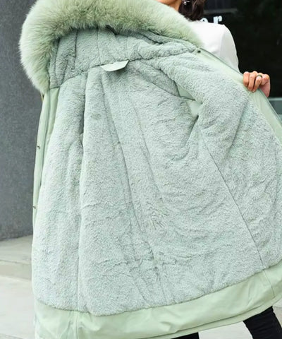 Sobretudo Feminino Longo de Inverno com Gola de Pele Macia | Babi