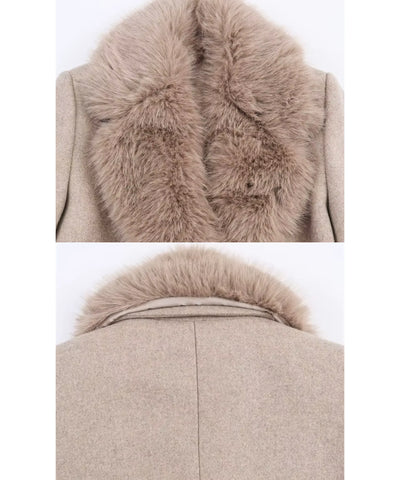 Sobretudo Feminino de Lã com Gola de Pelo Luxuosa | Parker