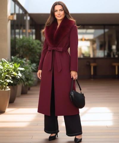 Comprar sobretudo feminino longo de lã batida com gola de pelo sofisticada para inverno elegante barato ZARA