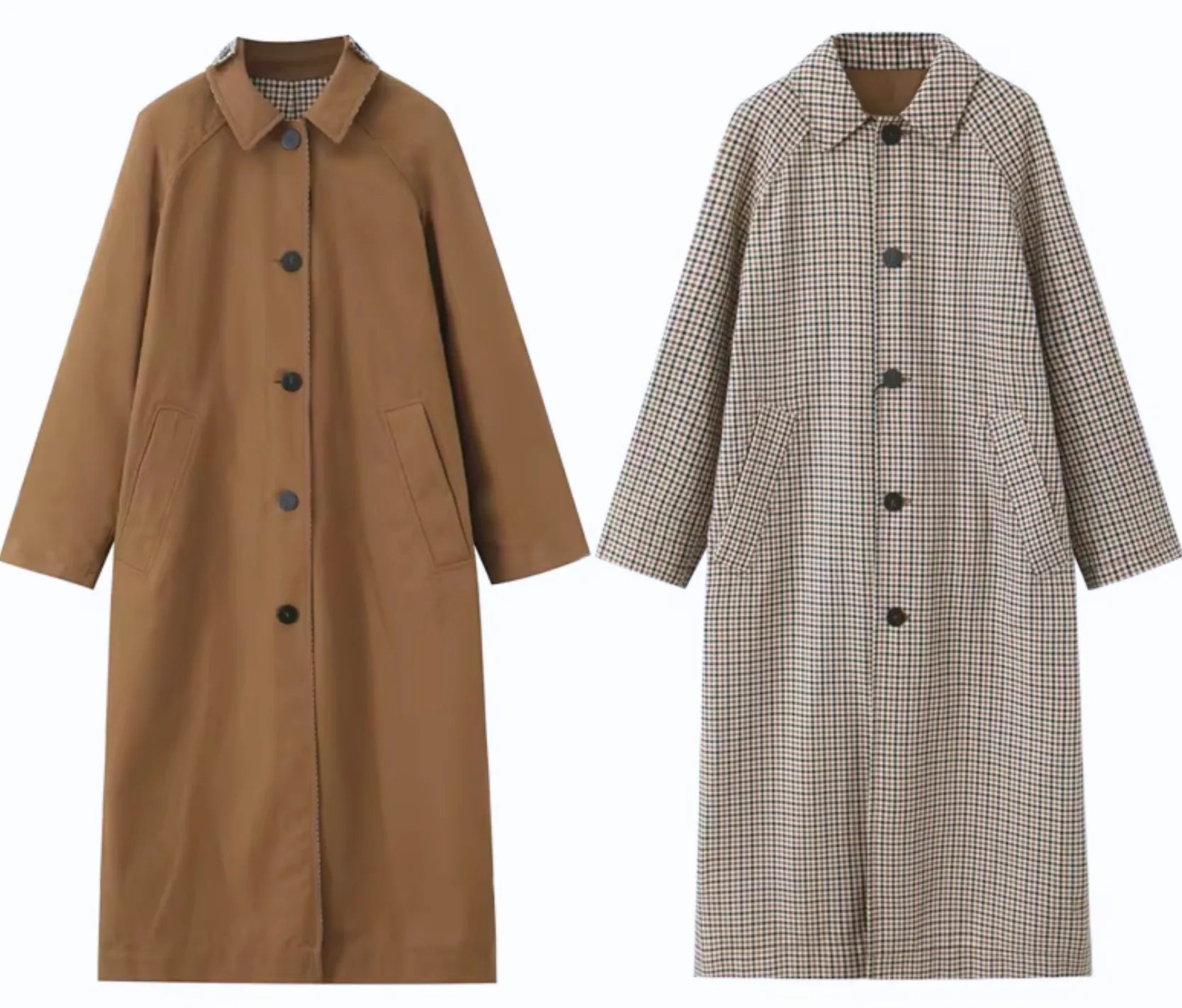 Comprar sobretudo feminino longo impermeável com forro xadrez e corte reto elegante para looks urbanos e dias de chuva com sofisticação barato ZARA