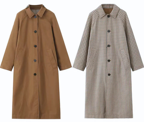 Comprar sobretudo feminino longo impermeável com forro xadrez e corte reto elegante para looks urbanos e dias de chuva com sofisticação barato ZARA