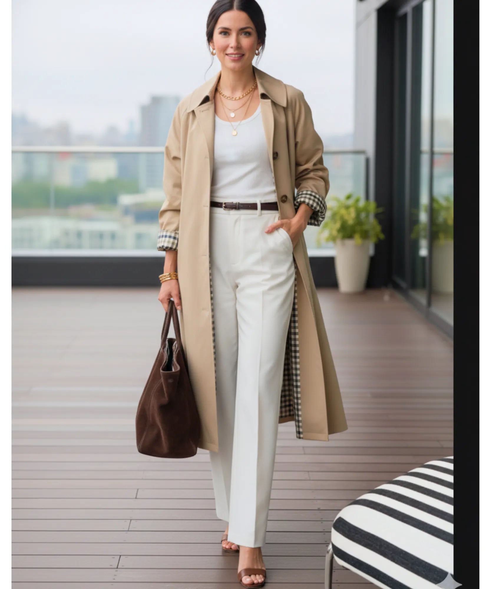 Comprar sobretudo feminino longo impermeável com forro xadrez e corte reto elegante para looks urbanos e dias de chuva com sofisticação barato ZARA