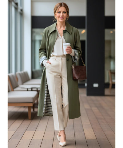 Comprar sobretudo feminino longo impermeável com forro xadrez e corte reto elegante para looks urbanos e dias de chuva com sofisticação barato ZARA