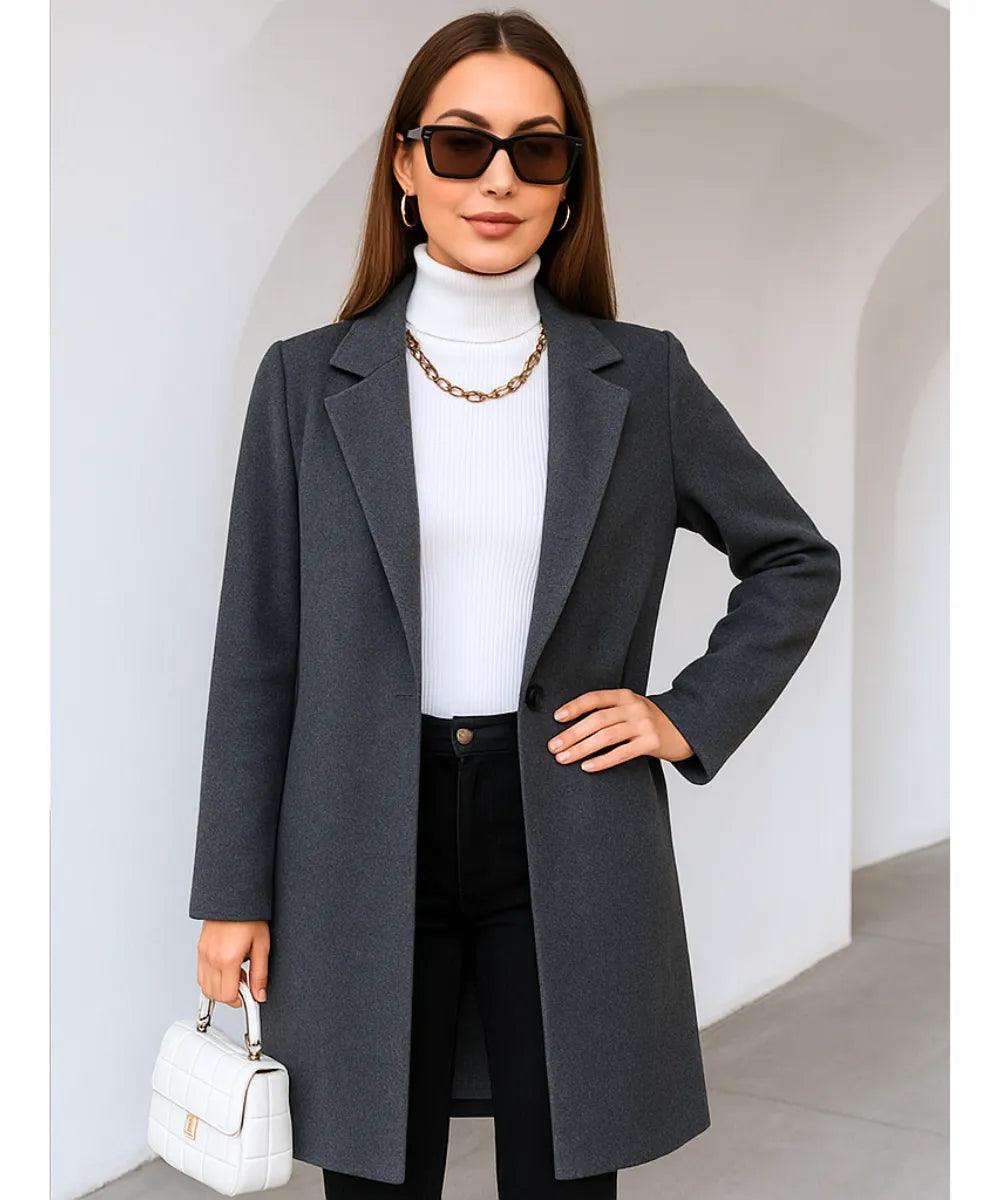 Sobretudo Feminino Longo de Lã Batida Elegante - Anellimn
