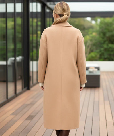 Comprar sobretudo feminino longo em lã batida com fechamento frontal duplo e lapela estruturada para inverno elegantes ZARA