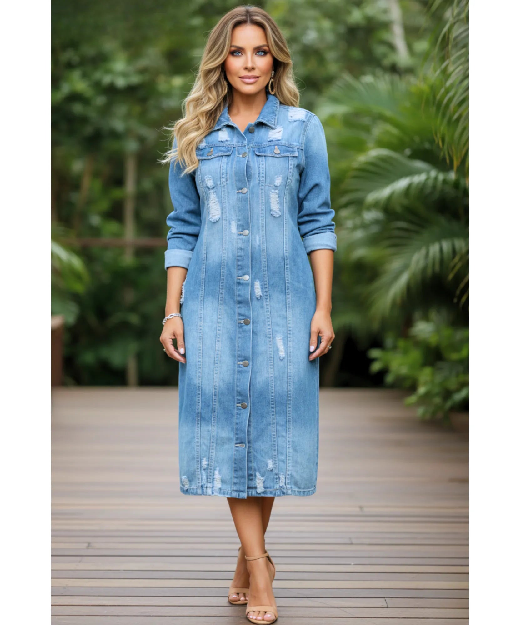 Comprar sobretudo jeans feminino oversized longo estilo urbano moderno com botões frontais ZARA