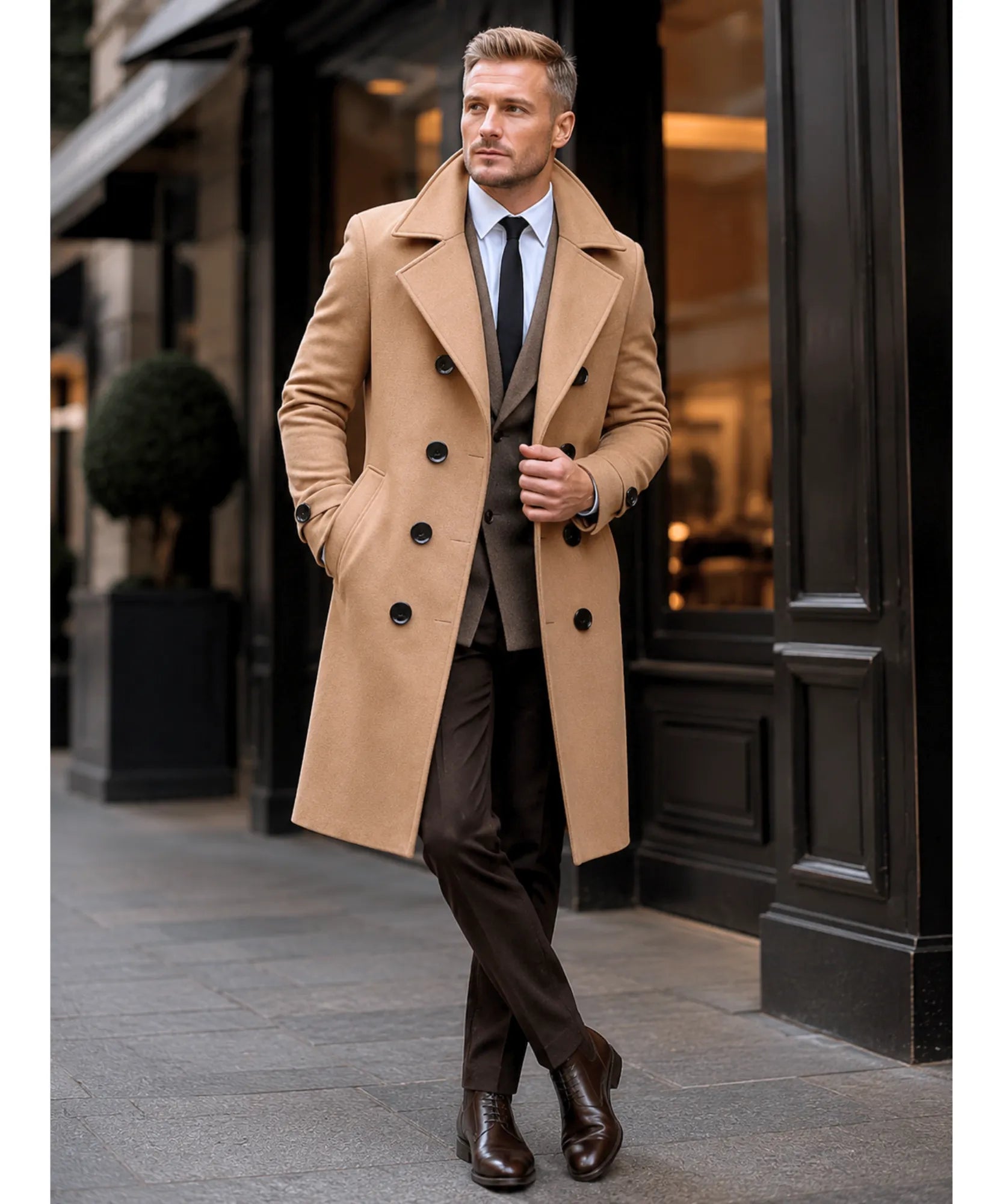 Comprar sobretudo masculino lã batida social elegante dupla abotoadura inverno resistente premium em promoção ZARA