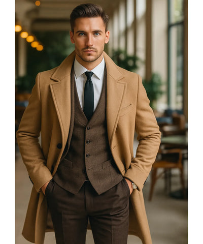 Sobretudo Masculino Lã Social Elegante Inverno Anellimn