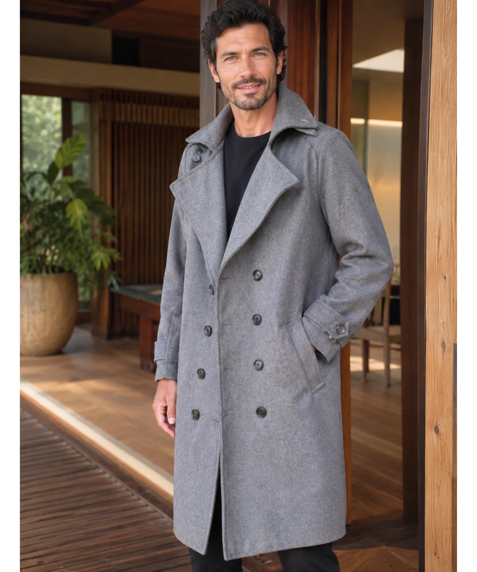 Comprar sobretudo masculino lã batida social elegante dupla abotoadura inverno resistente premium em promoção ZARA