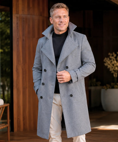 Comprar sobretudo masculino lã batida social elegante dupla abotoadura inverno resistente premium em promoção ZARA