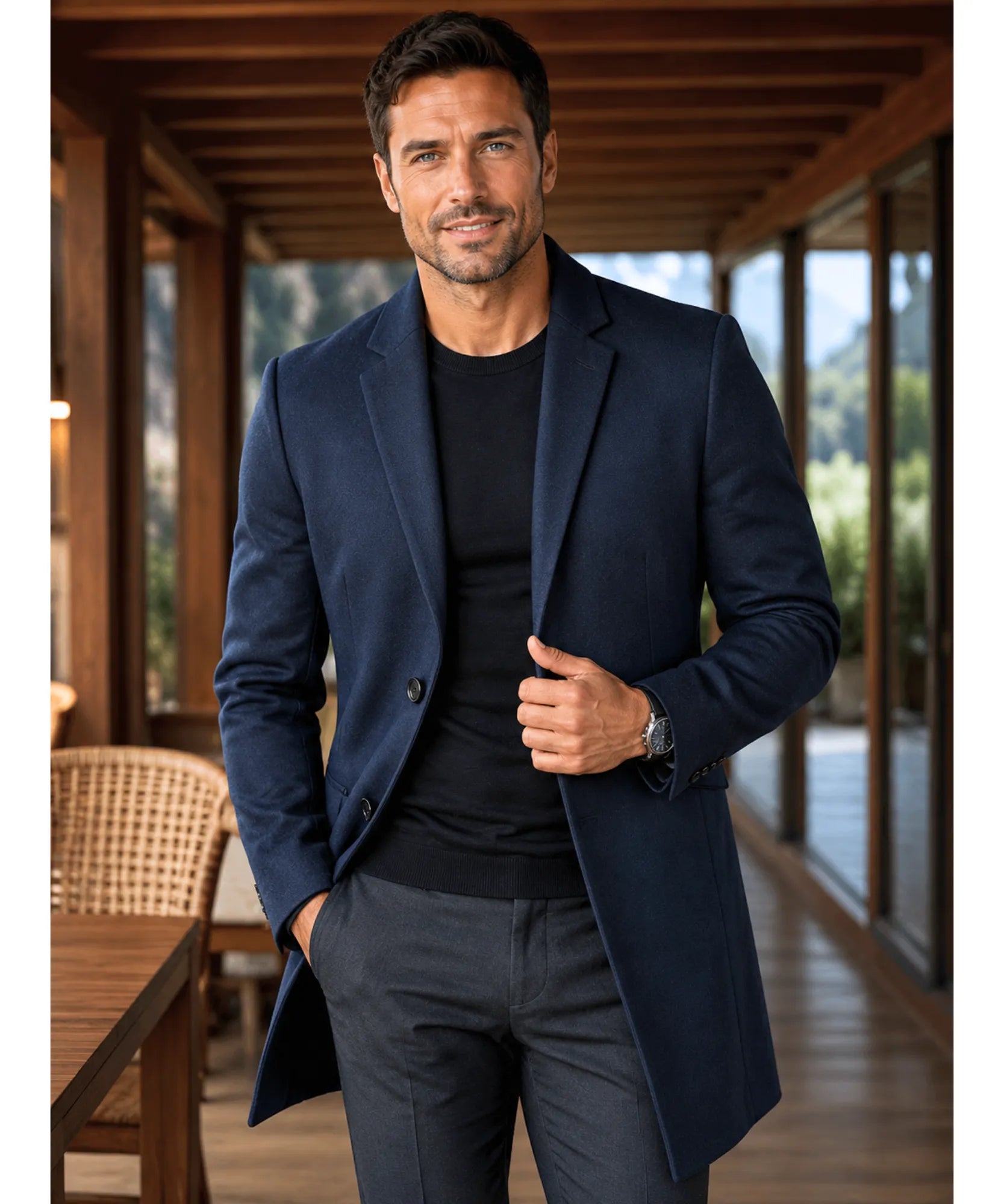Comprar sobretudo masculino lã batida premium social longo elegante inverno barato em promoção ANELLIMN