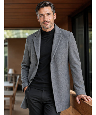 Comprar sobretudo masculino lã batida premium social longo elegante inverno barato em promoção ANELLIMN