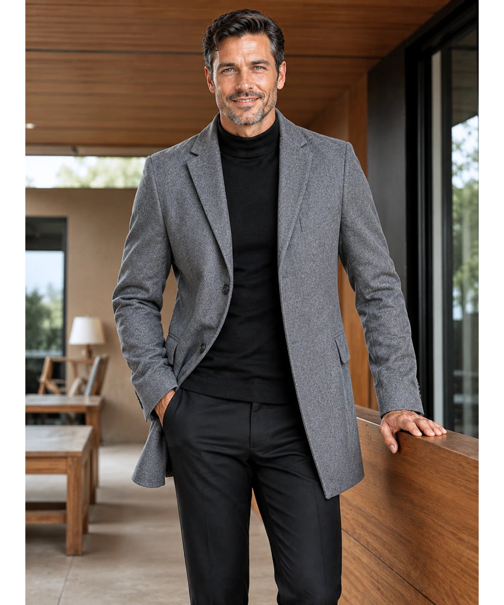 Comprar sobretudo masculino lã batida premium social longo elegante inverno barato em promoção ANELLIMN
