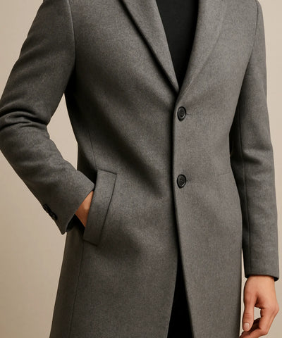 Sobretudo Masculino Longo Lã Social Elegante | Mike