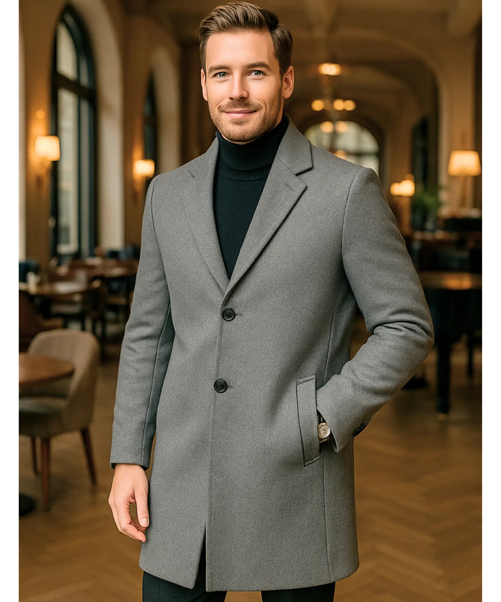 Comprar sobretudo masculino lã batida premium social longo elegante inverno barato em promoção ZARA

