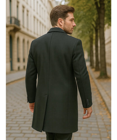 Sobretudo Masculino Longo Lã Social Elegante | Mike