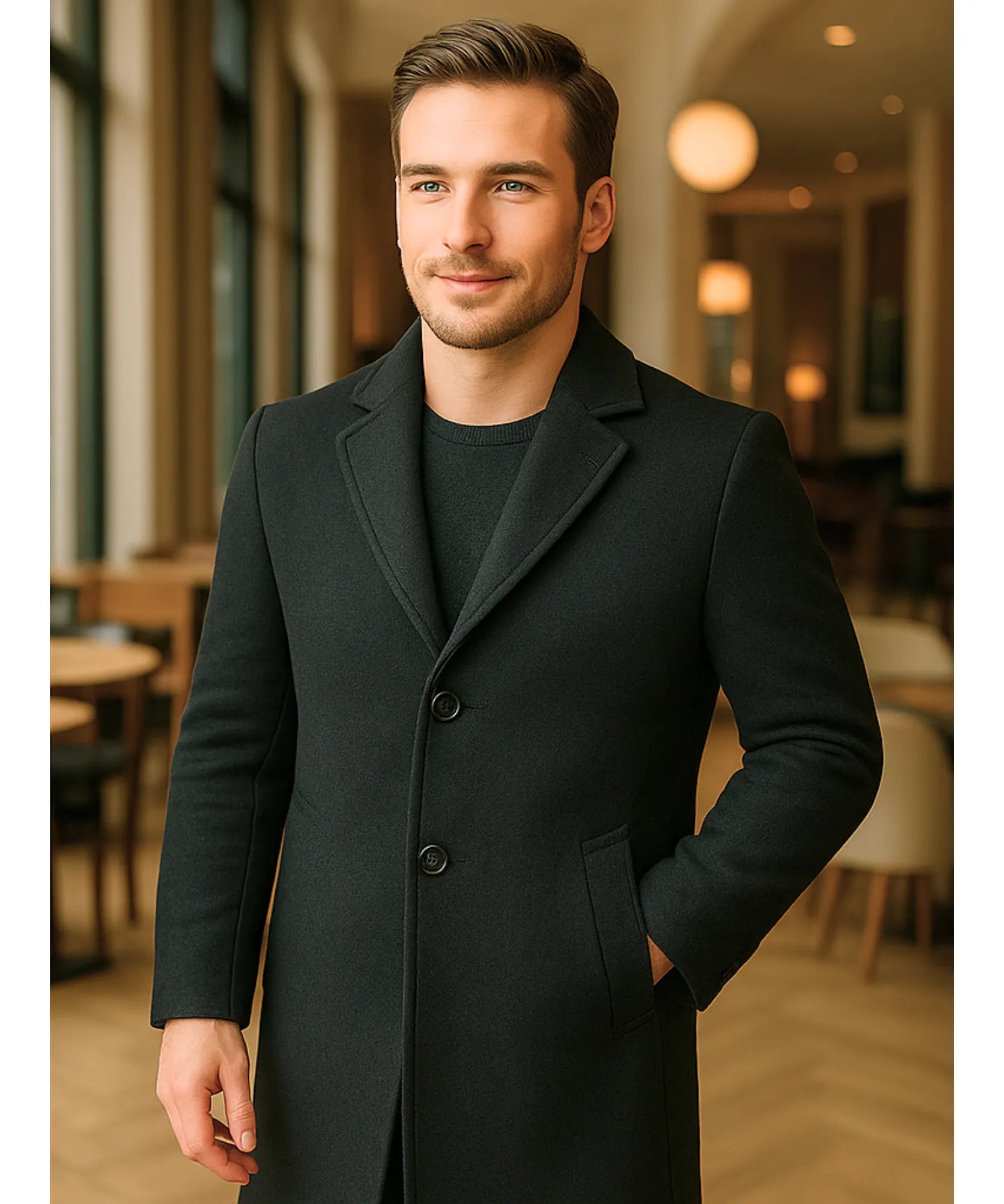 Comprar sobretudo masculino lã batida premium social longo elegante inverno barato em promoção ZARA
