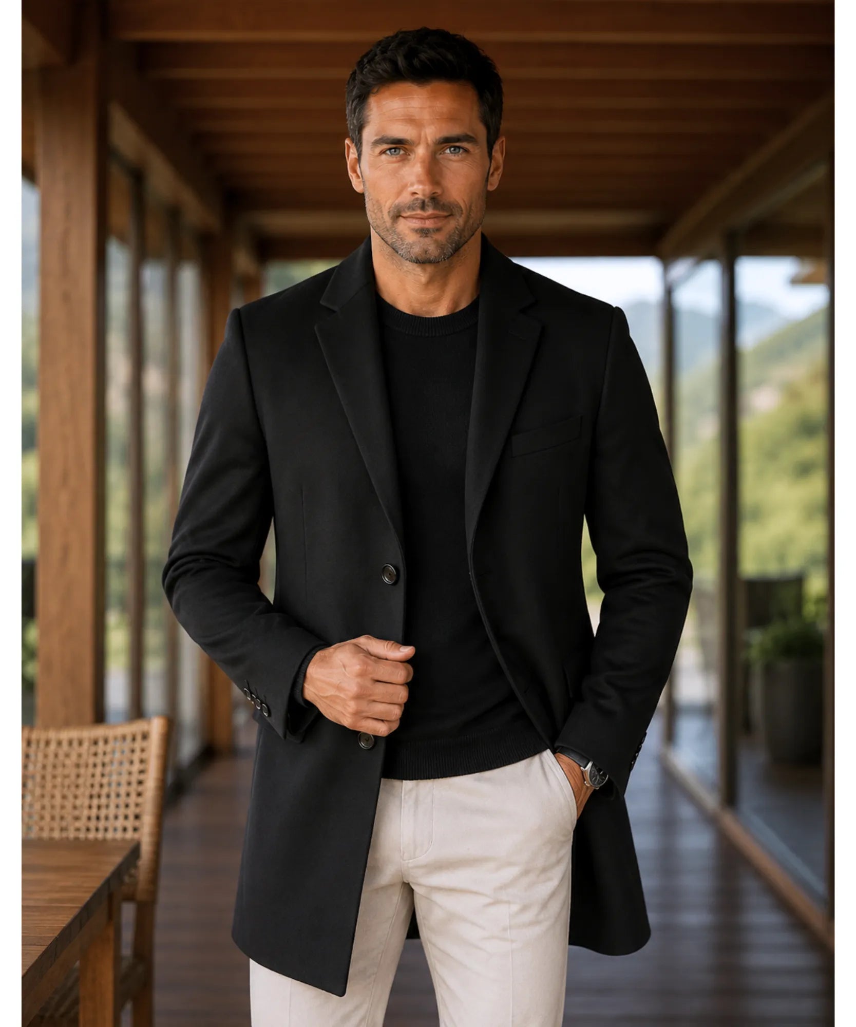 Comprar sobretudo masculino lã batida premium social longo elegante inverno barato em promoção ANELLIMN