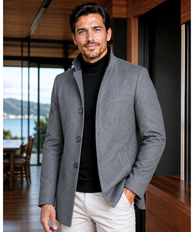 Comprar sobretudo masculino lã gola padre botões social elegante executivo trabalho barato em promoção ZARA