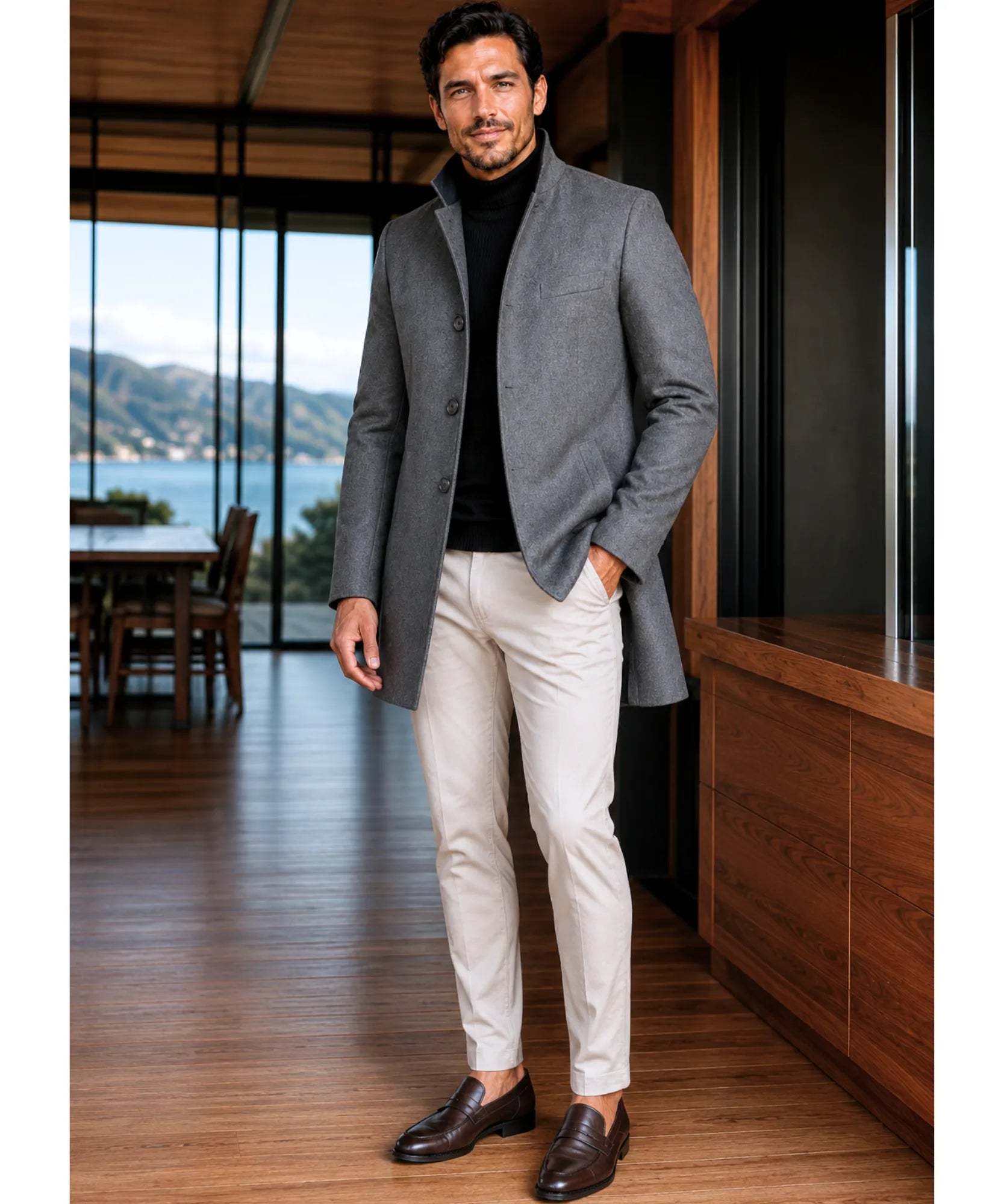 Comprar sobretudo masculino lã gola padre botões social elegante executivo trabalho barato em promoção ZARA